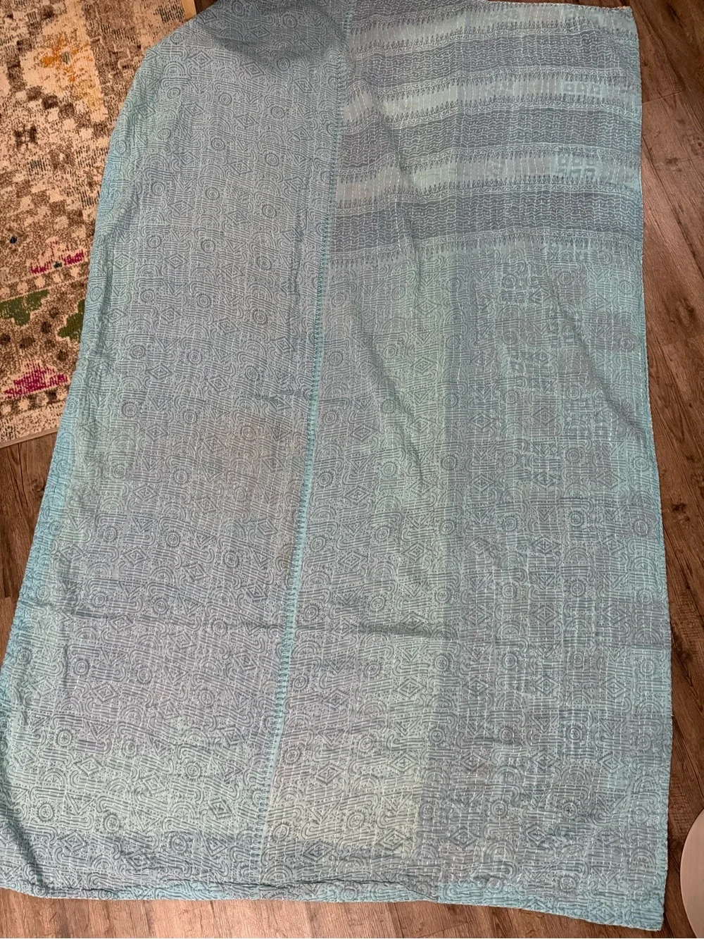 Handmade Twin 79”x51” Kantha Quilt